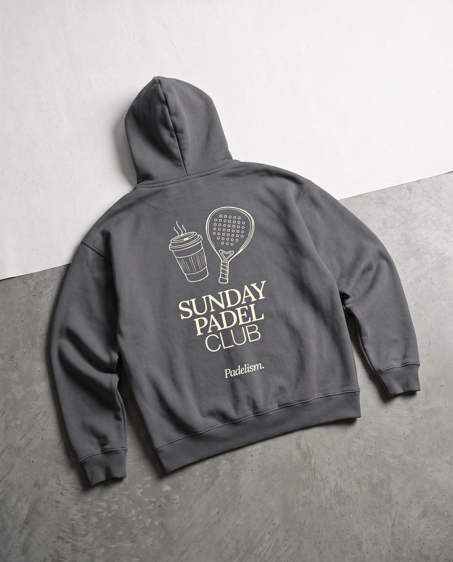 Sunday Padel Club Hoodie in Gray — detail, flat lay back print