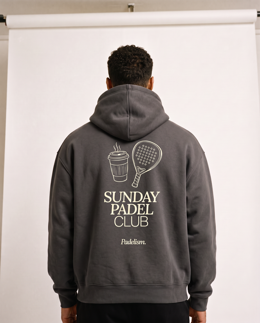 Sunday Padel Club Hoodie in Gray — male model, back print