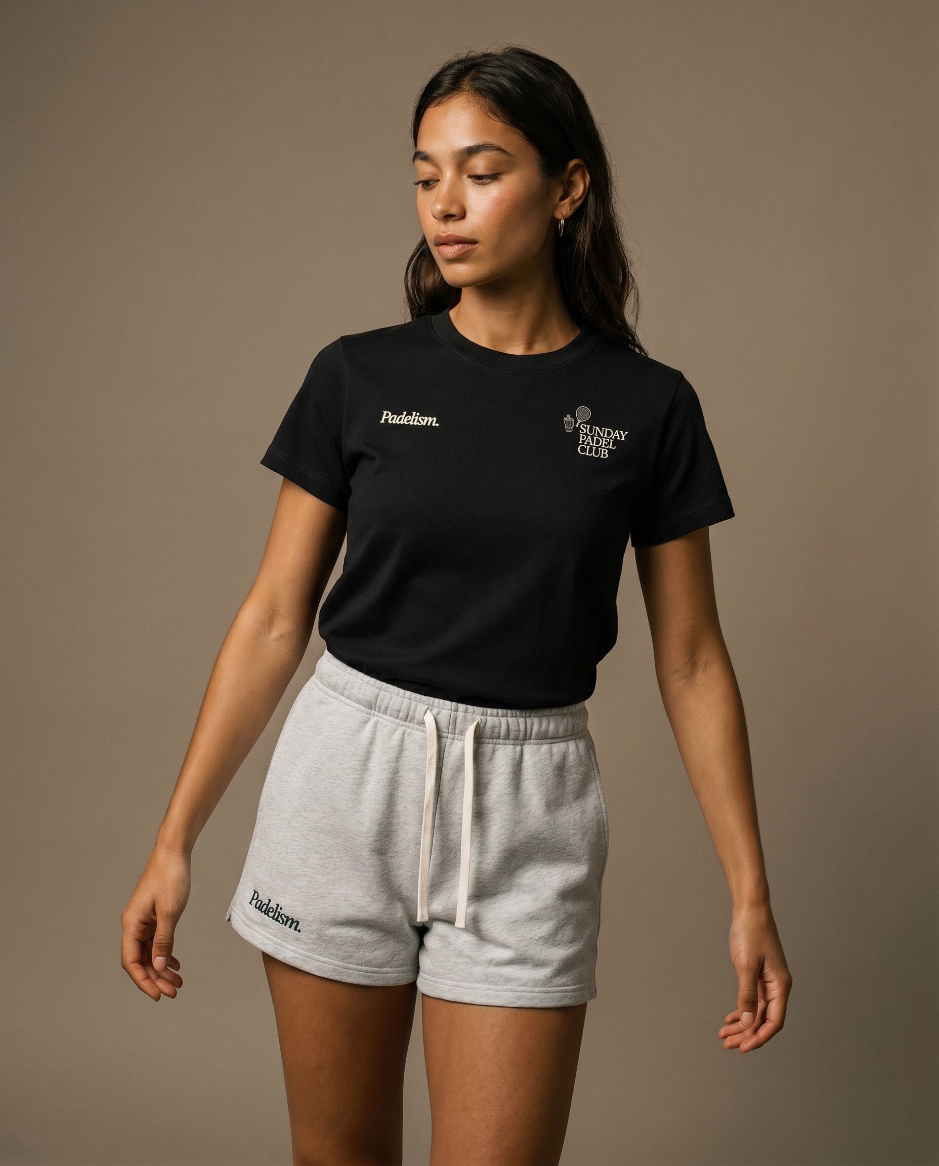 Sunday Padel Club Crewneck T-Shirt in Black, women's padel T-Shirt by Padelism