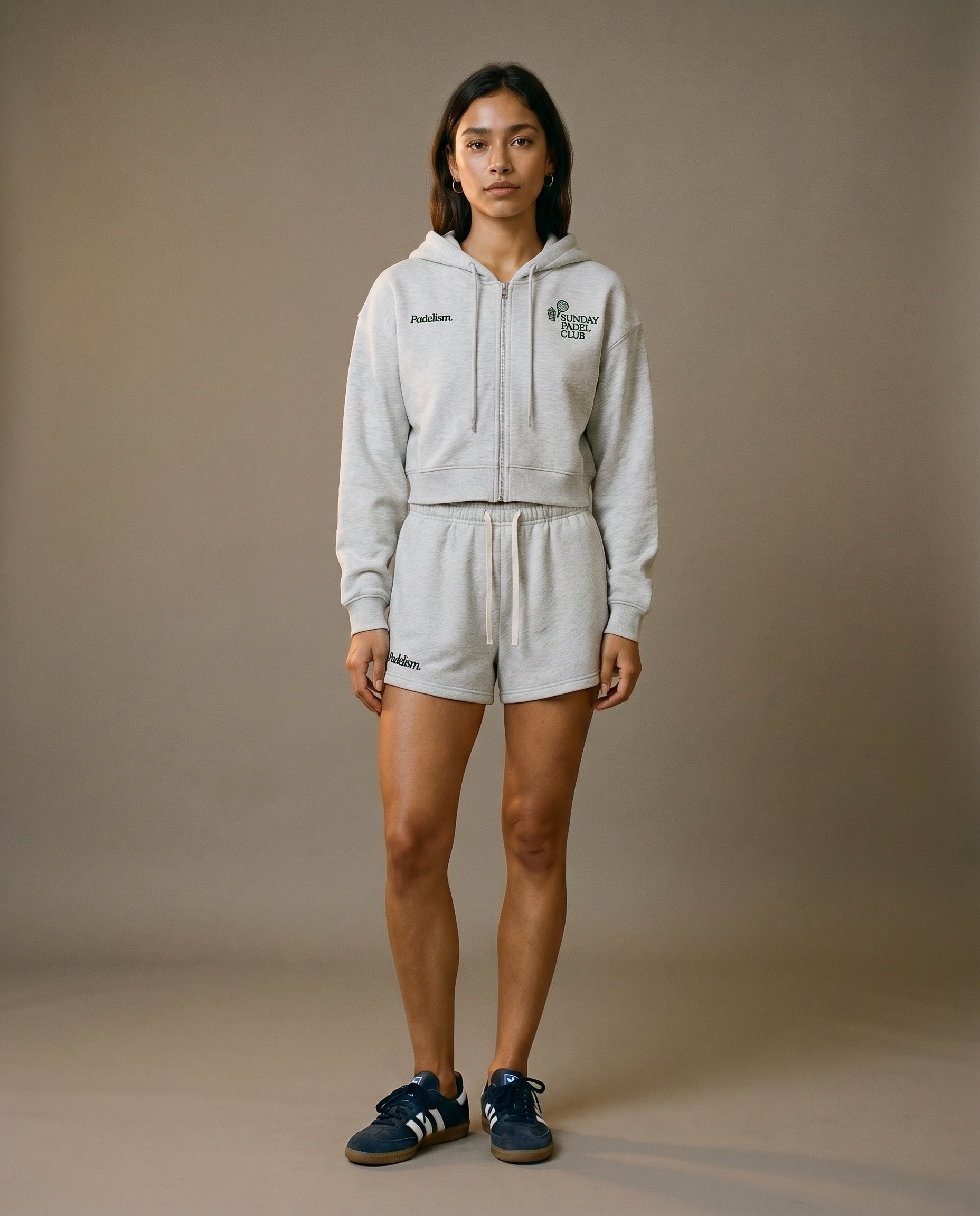Sunday Padel Club Cropped Hoodie - Flower Gray