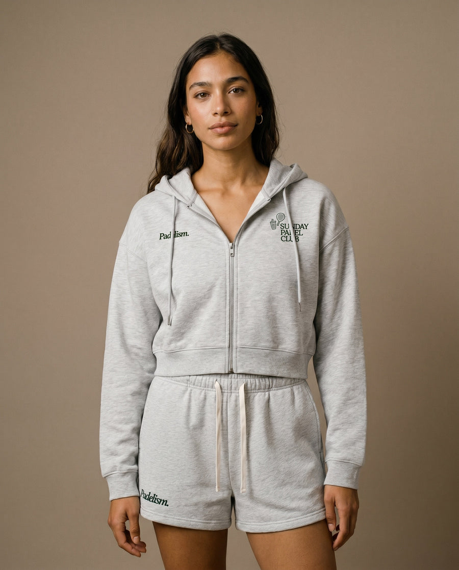 Sunday Padel Club Cropped Hoodie - Flower Gray