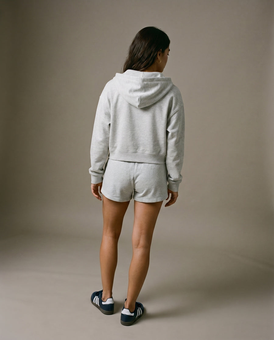 Sunday Padel Club Cropped Hoodie - Flower Gray