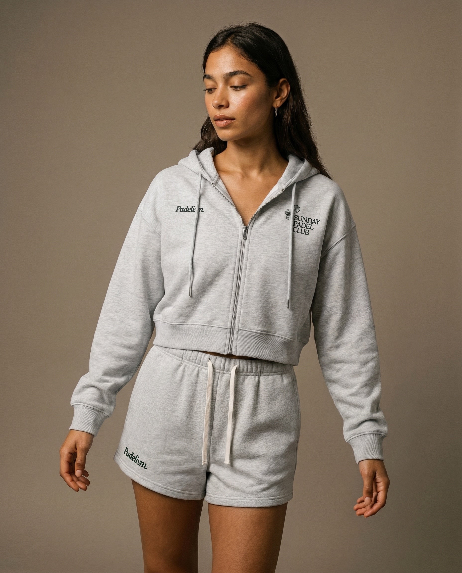 Sunday Padel Club Cropped Hoodie - Flower Gray