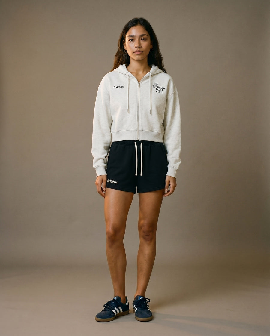 Sunday Padel Club Cropped Hoodie - Oat Gray