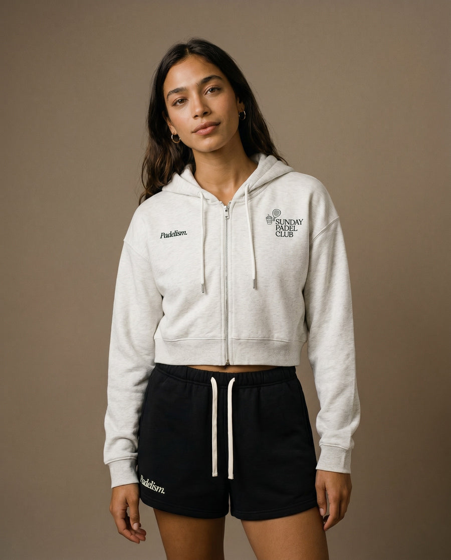 Sunday Padel Club Cropped Hoodie - Oat Gray