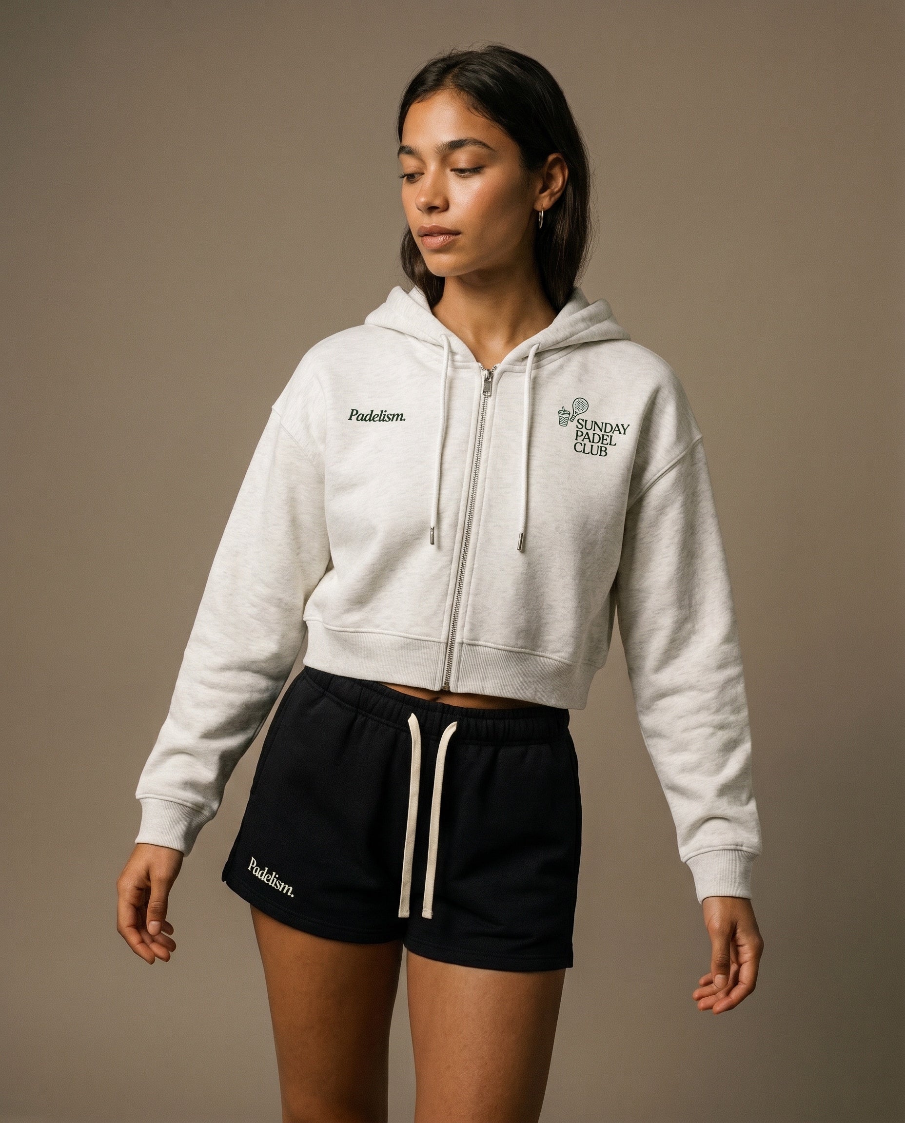 Sunday Padel Club Cropped Hoodie - Oat Gray