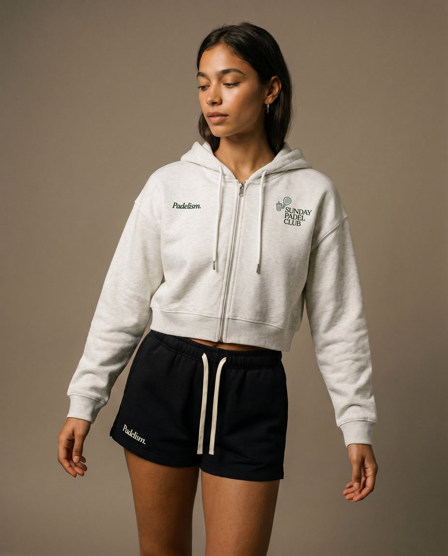 Sunday Padel Club Cropped Hoodie - Oat Gray