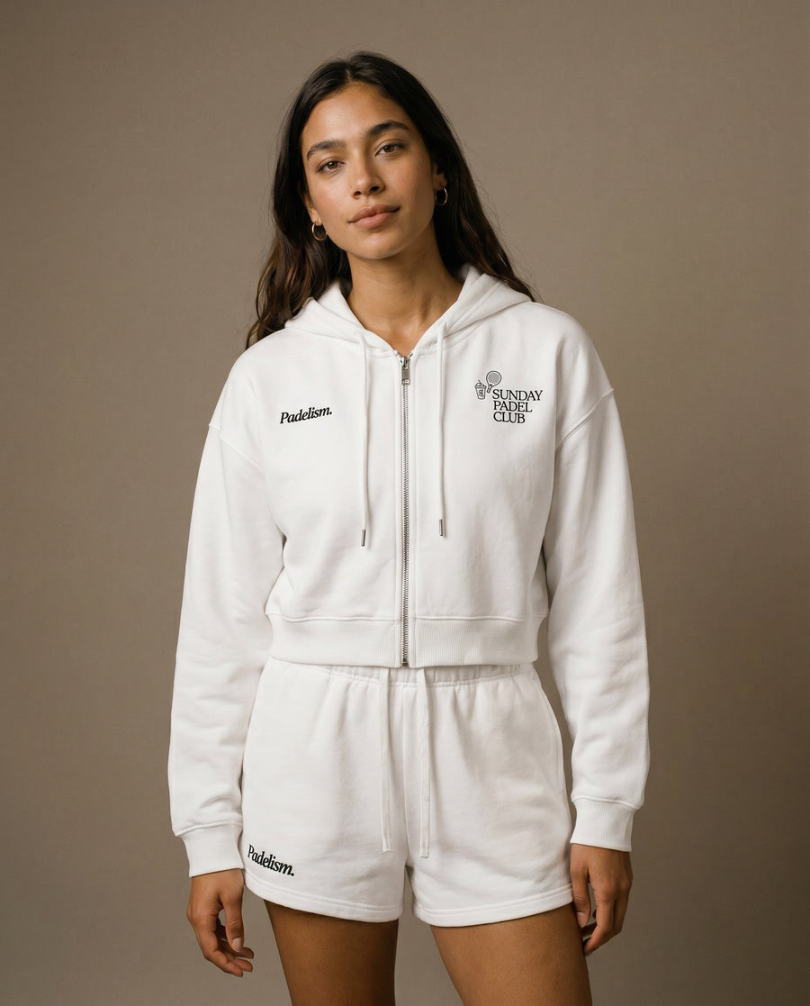 Sunday Padel Club Cropped Hoodie - White