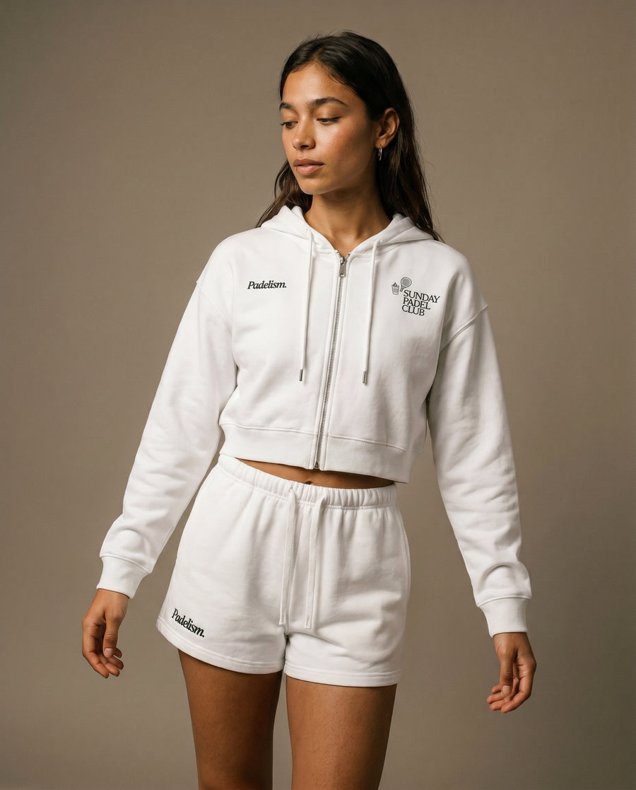 Sunday Padel Club Cropped Hoodie - White