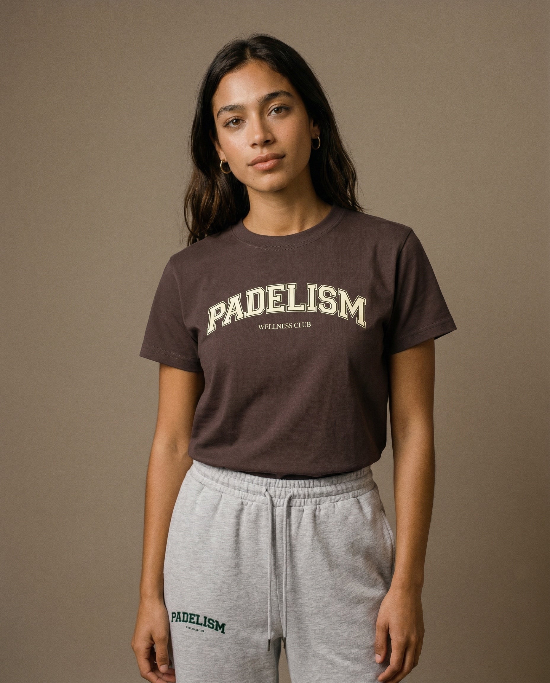 Padelism Wellness Club Crewneck T-Shirt - Brown