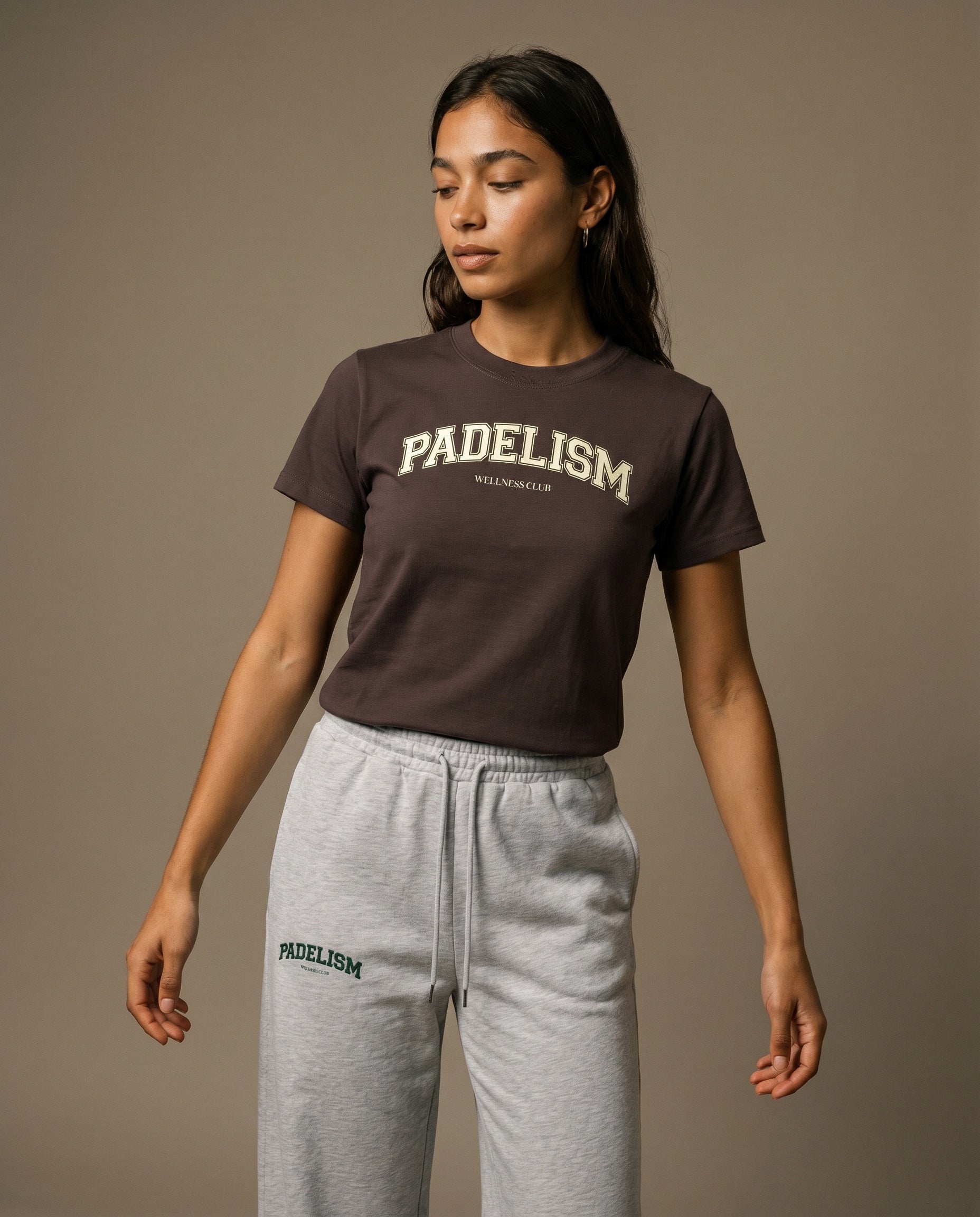 Padelism Wellness Club Crewneck T-Shirt - Brown