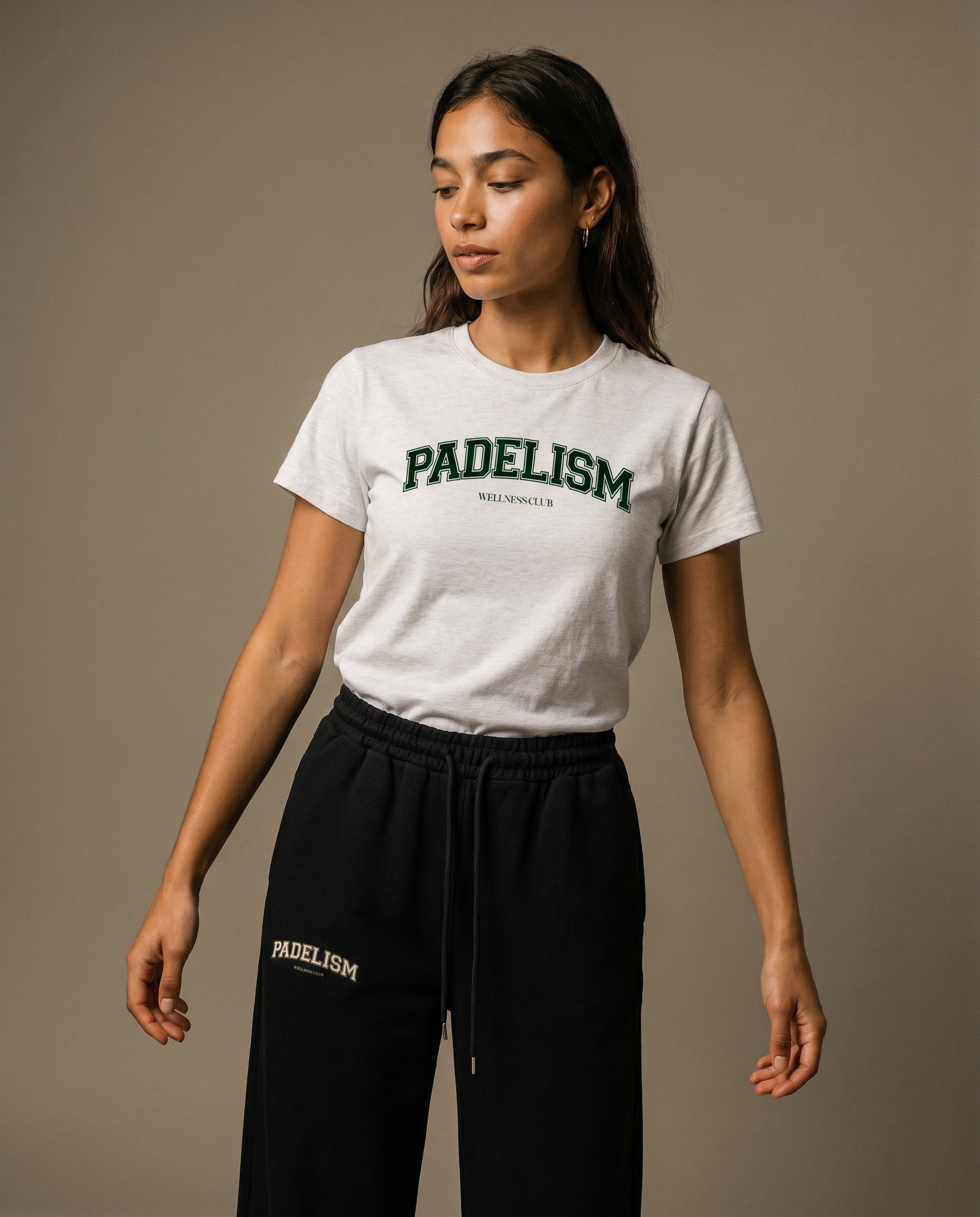 Padelism Wellness Club Crewneck T-Shirt - Flower Gray