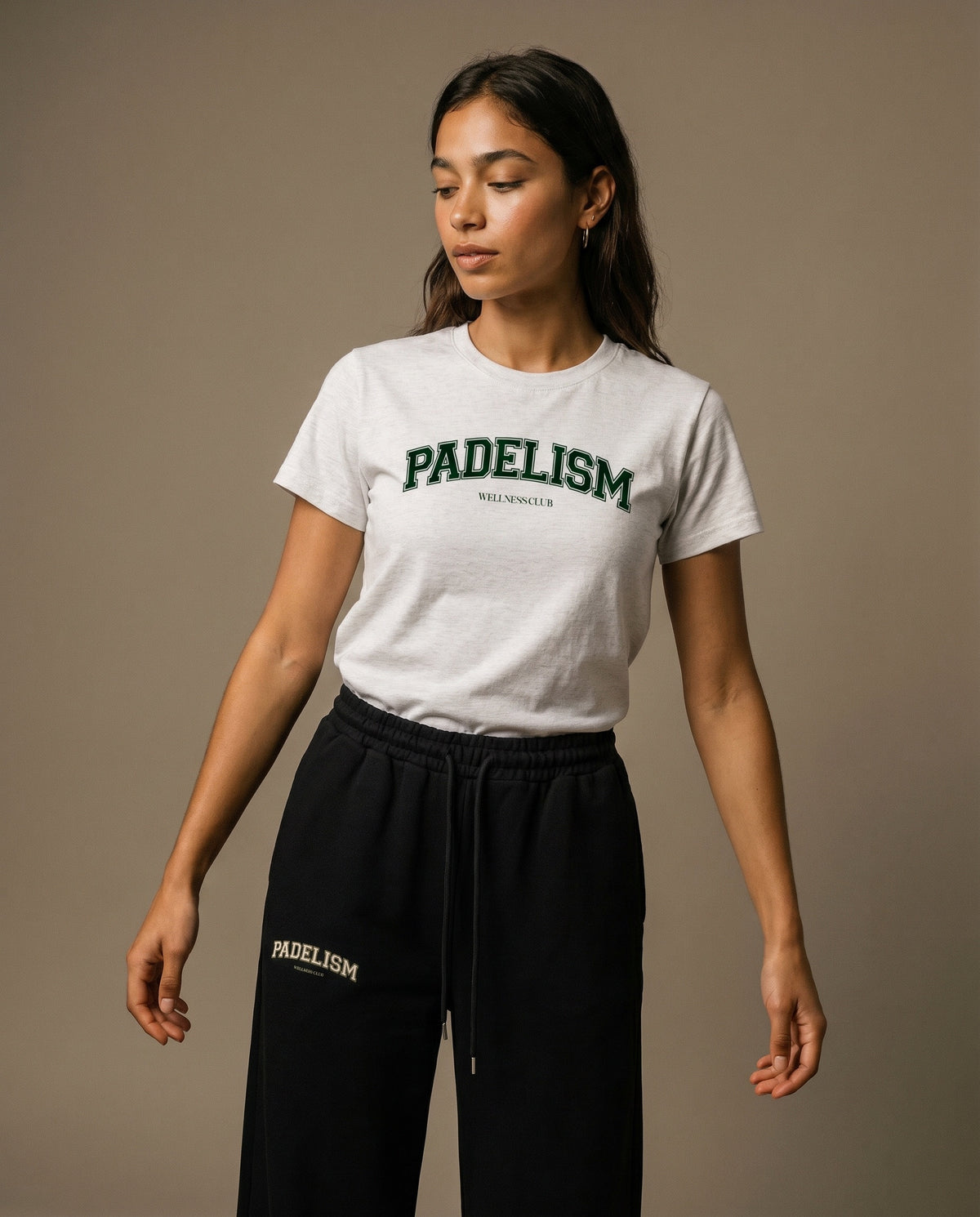 Padelism Wellness Club Crewneck T-Shirt - Flower Gray
