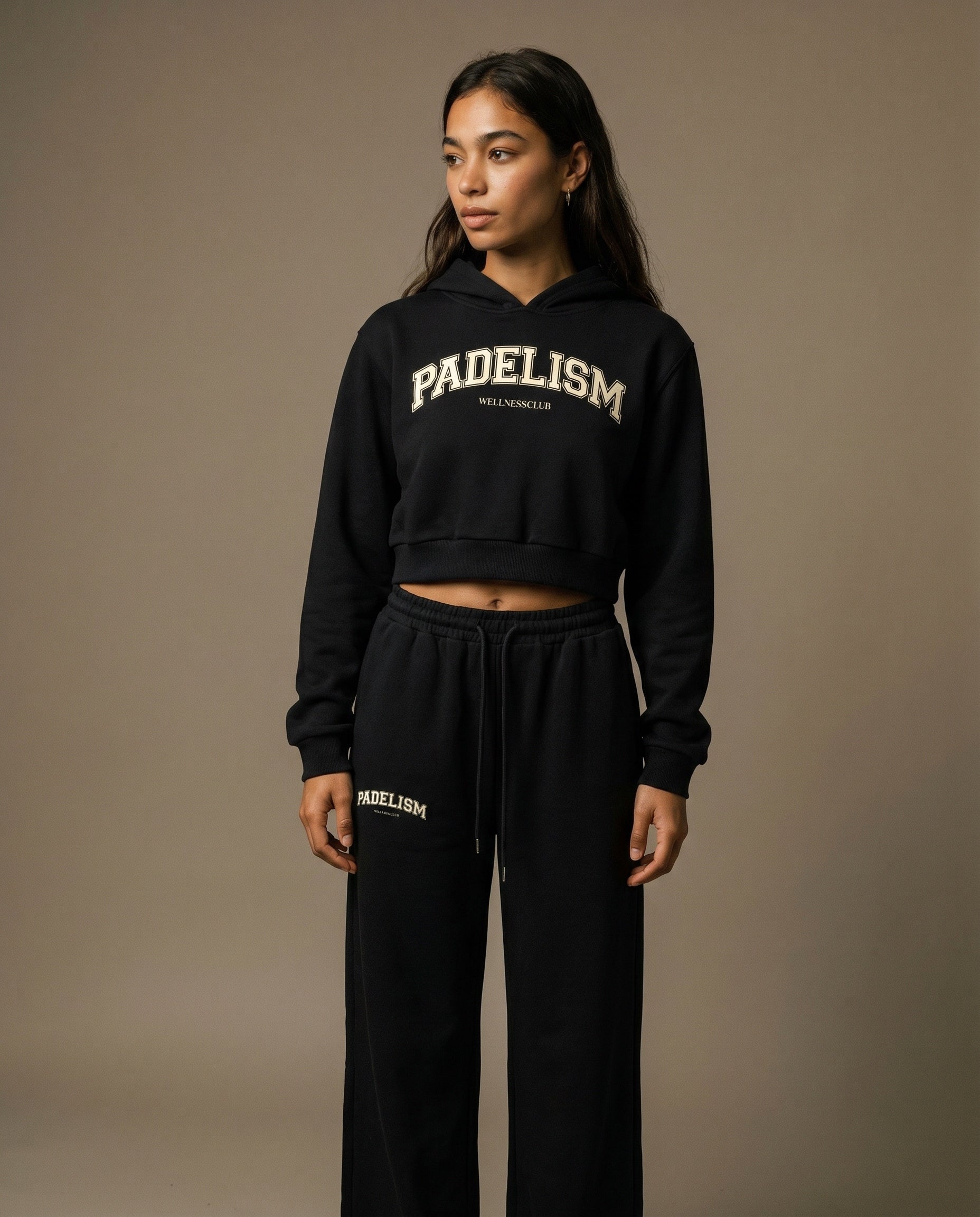 Padelism Wellness Club Cropped Hoodie - Black