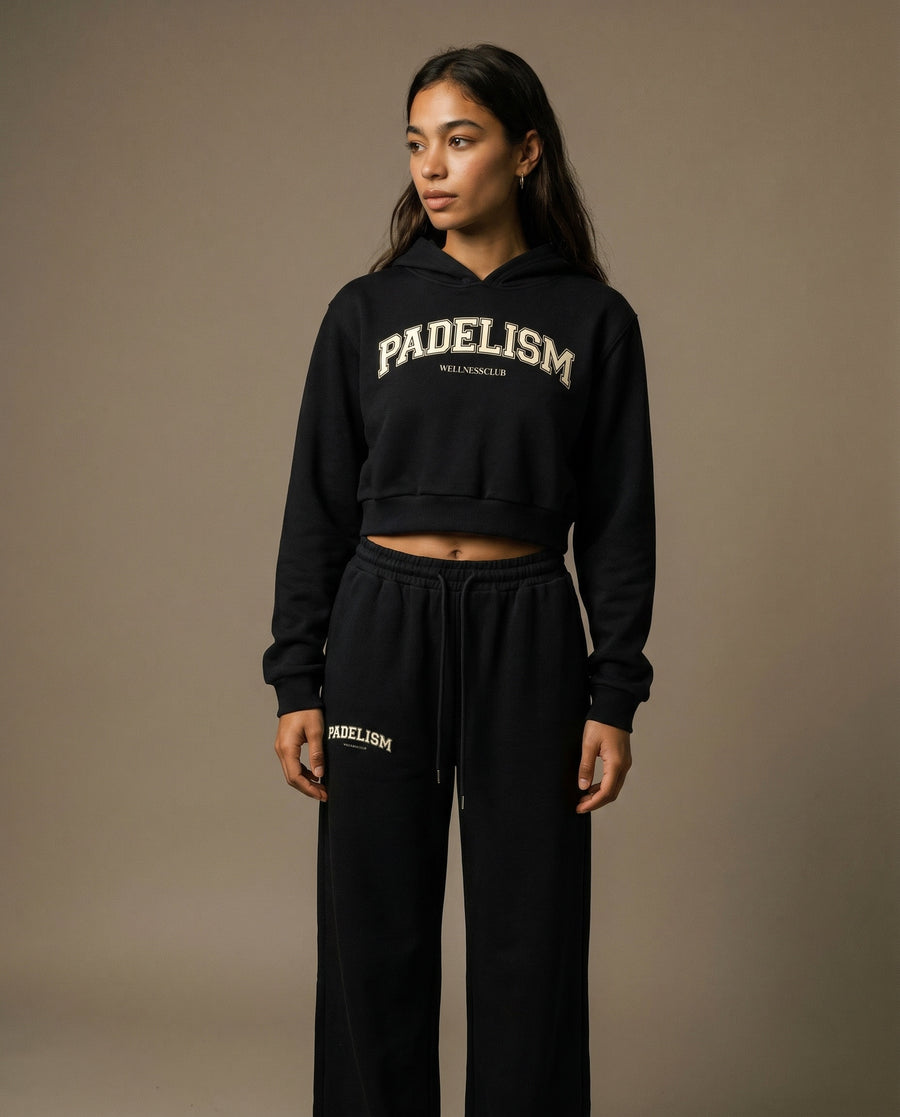 Padelism Wellness Club Cropped Hoodie - Black