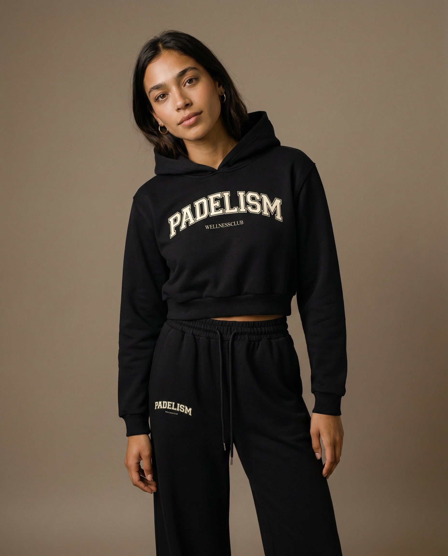 Padelism Wellness Club Cropped Hoodie - Black