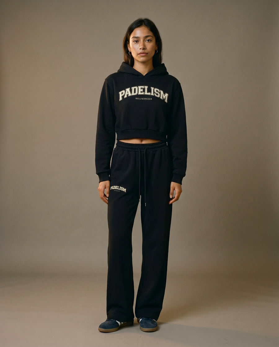 Padelism Wellness Club Cropped Hoodie - Black