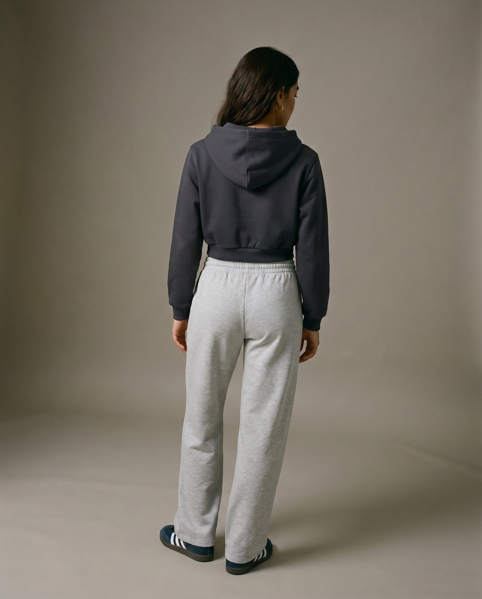 Padelism Wellness Club Cropped Hoodie - Charcoal Gray