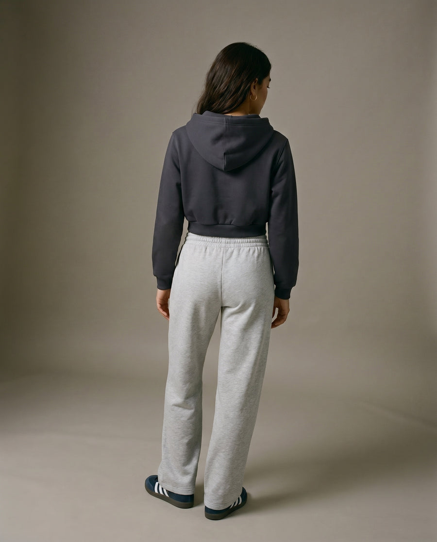 Padelism Wellness Club Cropped Hoodie - Charcoal Gray