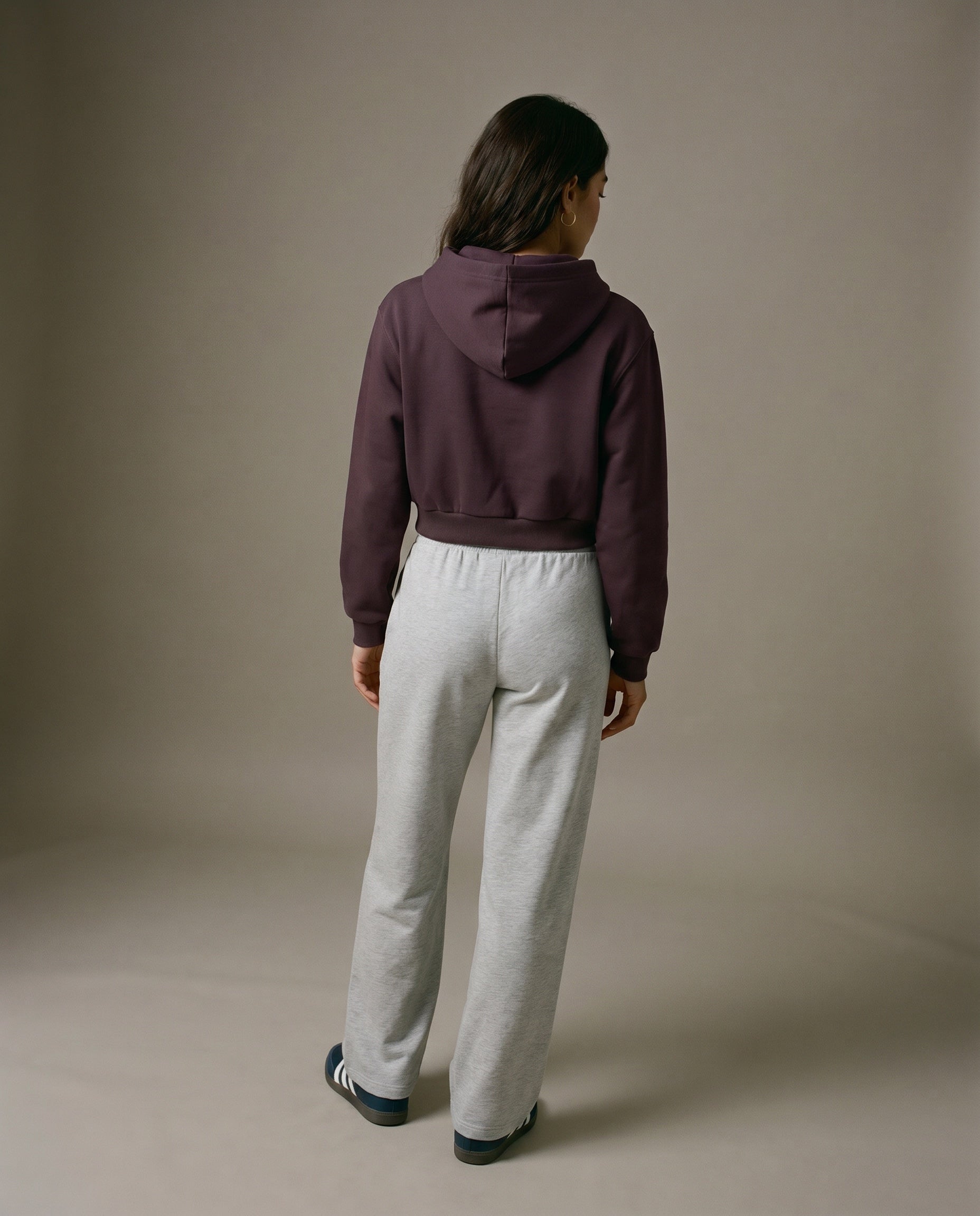 Padelism Wellness Club Cropped Hoodie - Dark Reddish Purple