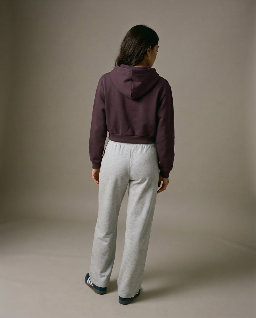 Padelism Wellness Club Cropped Hoodie - Dark Reddish Purple