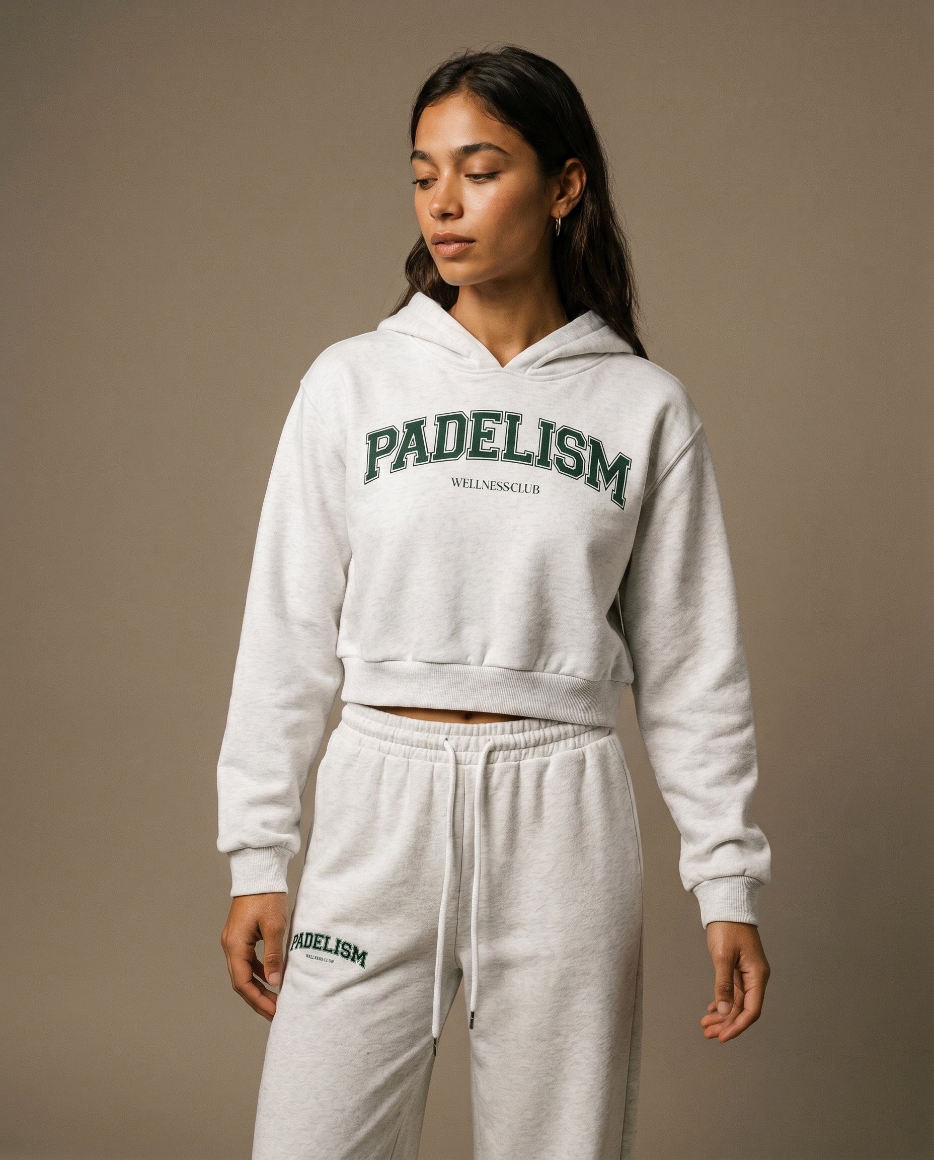 Padelism Wellness Club Cropped Hoodie - Flower Gray