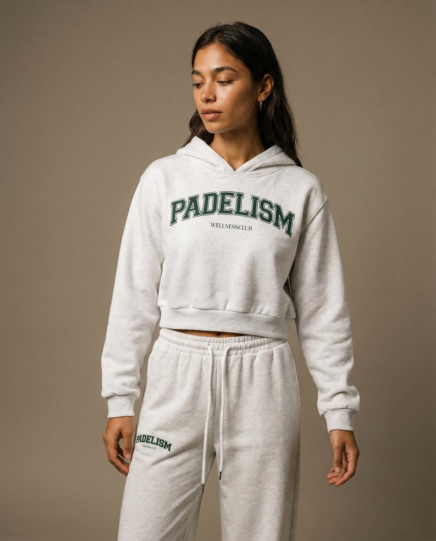 Padelism Wellness Club Cropped Hoodie - Flower Gray