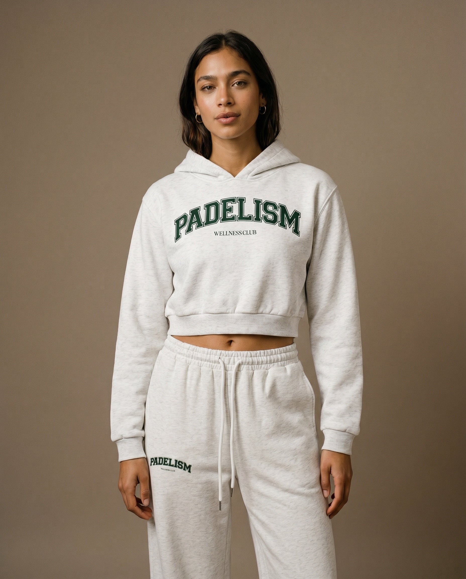 Padelism Wellness Club Cropped Hoodie - Flower Gray