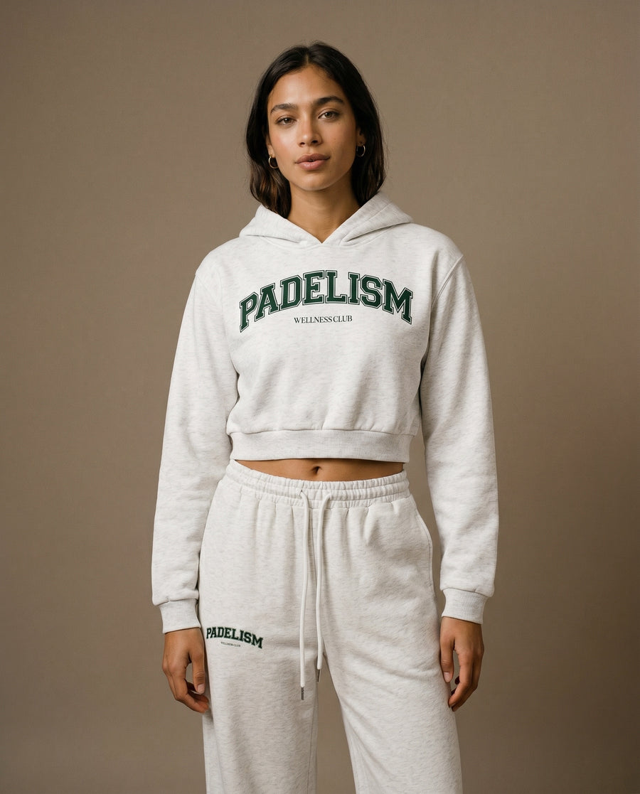 Padelism Wellness Club Cropped Hoodie - Flower Gray