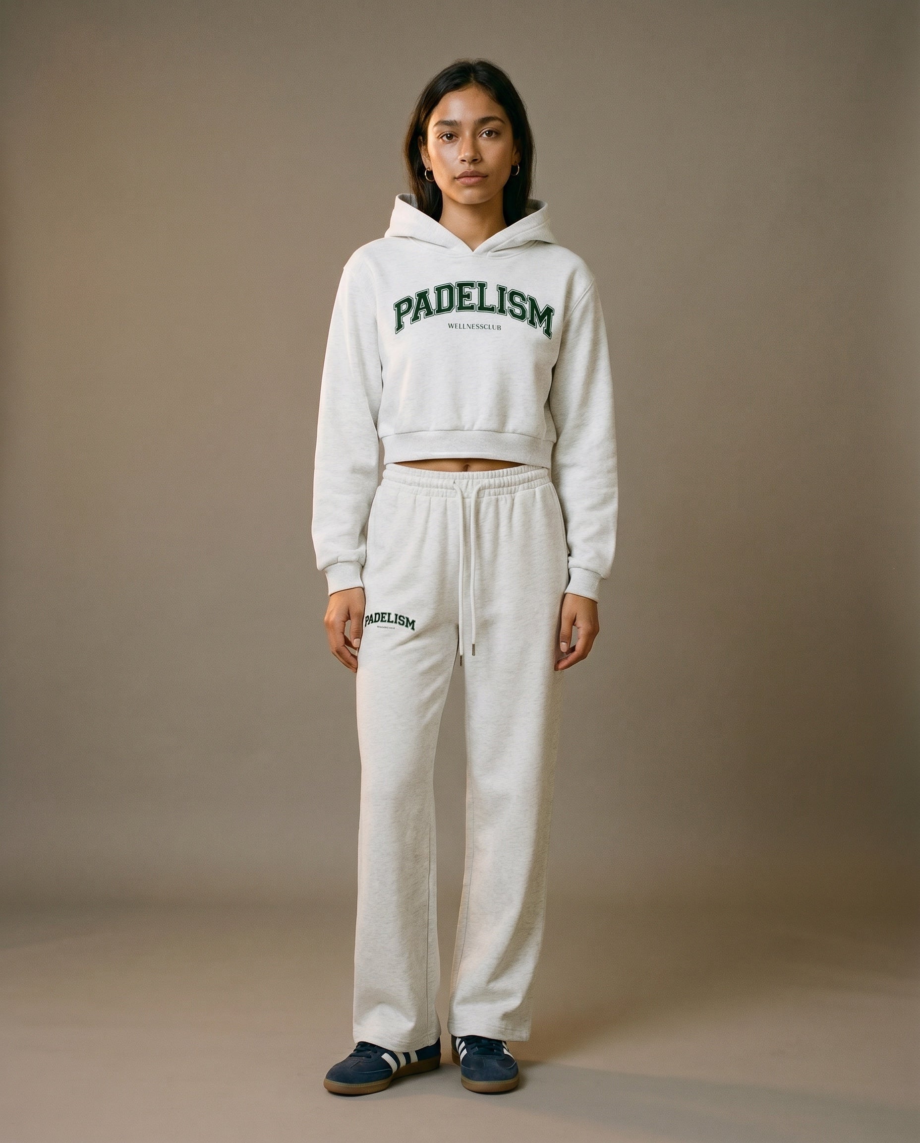 Padelism Wellness Club Cropped Hoodie - Flower Gray